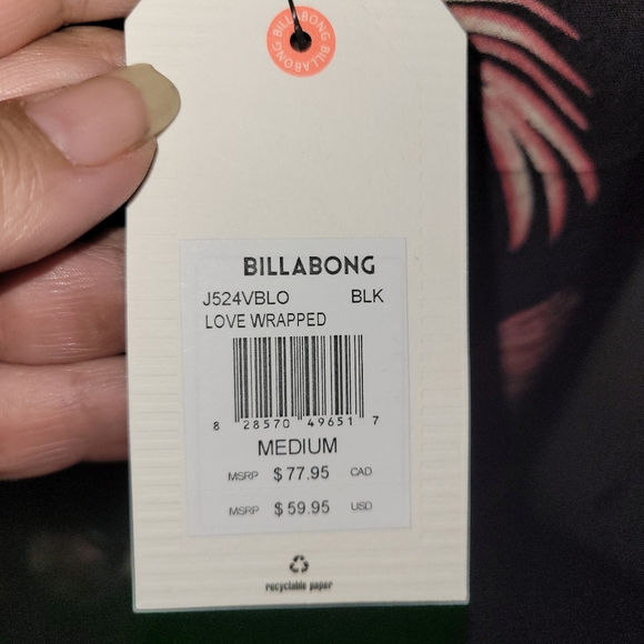 Nwt Billabong love wrapped top size Med - Picture 4 of 4